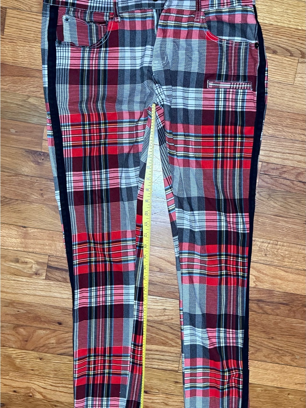 Decibel Slim Fit Stretch Plaid Men’s 34x32 Pants Red Black Gray - Picture 2 of 8